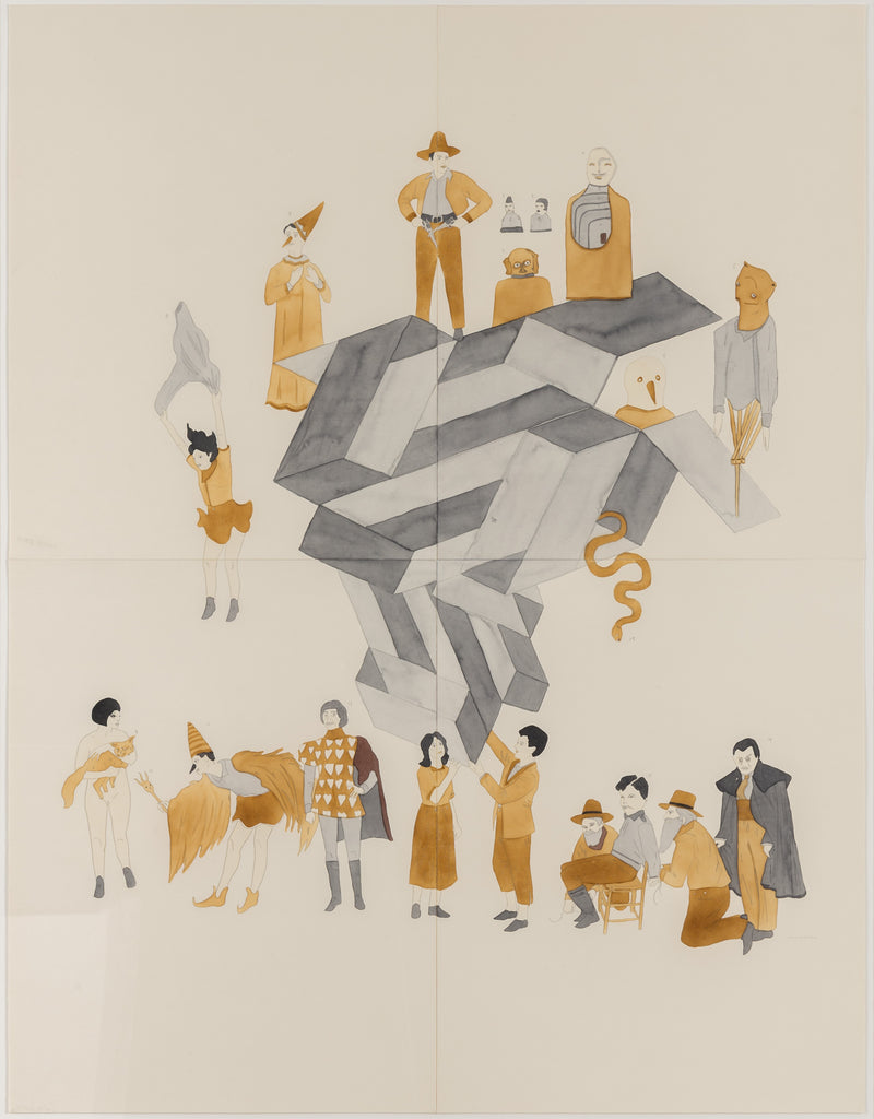 marcel dzama 2007 critiques dard david zwirner gallery work on paper watercolor on four sheets collage art surrealist art canadian art collect dzama buy dzama sell dzama support contemporary canadian artists highres high-res high resolution