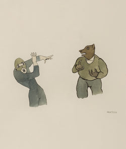 MARCEL DZAMA "SCARED WOLFMAN" WATERCOLOR, 1998