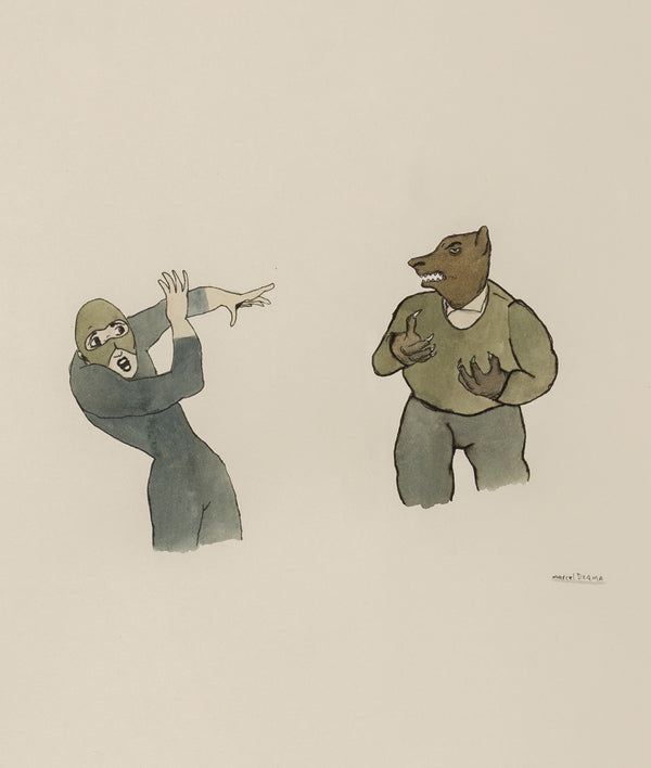 MARCEL DZAMA "SCARED WOLFMAN" WATERCOLOR, 1998