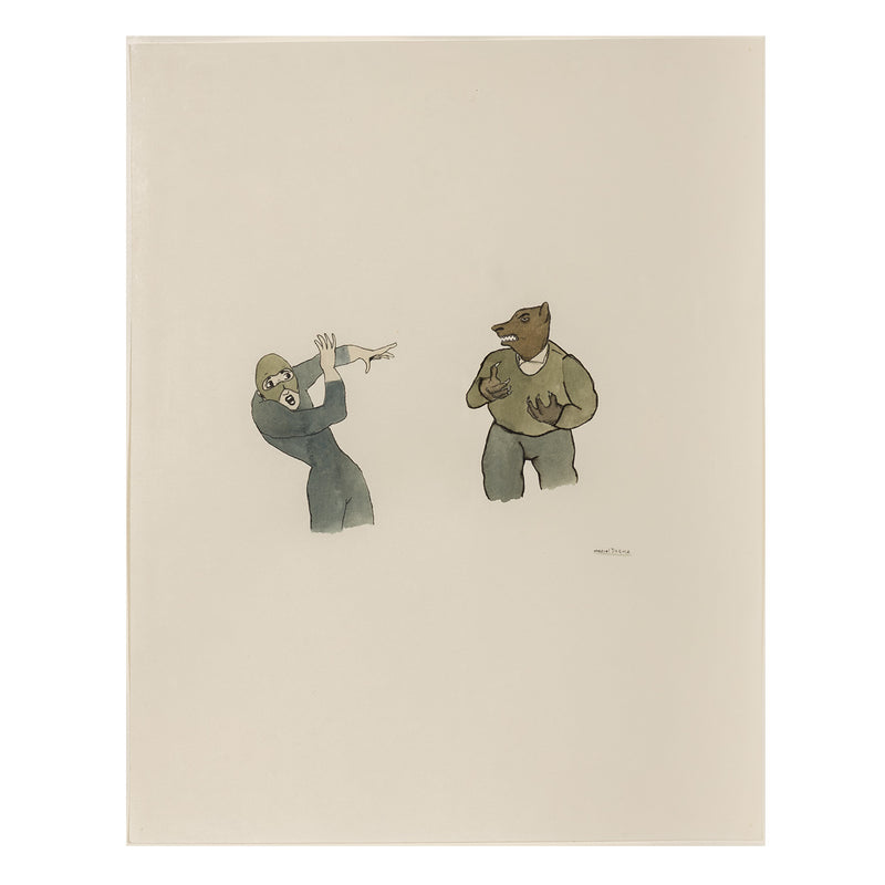 MARCEL DZAMA "SCARED WOLFMAN" WATERCOLOR, 1998