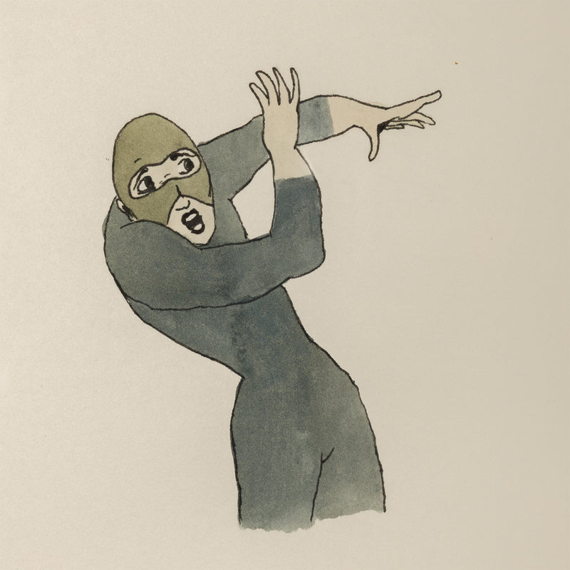 MARCEL DZAMA "SCARED WOLFMAN" WATERCOLOR, 1998