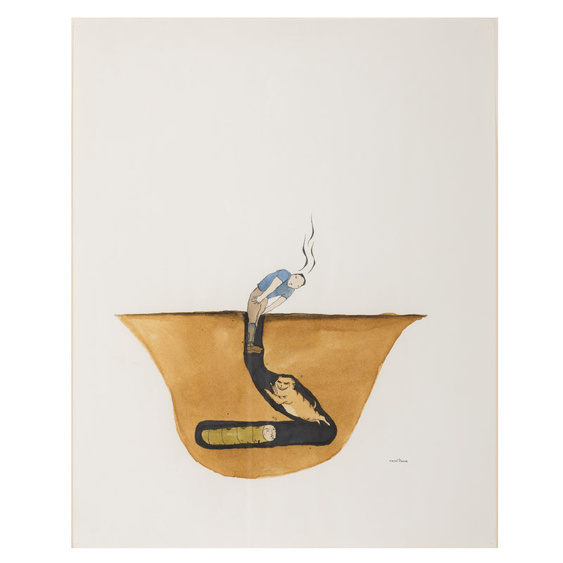 marcel dzama 1997 1998 richard heller LA exhibition show 500 drawings dzama evolution of man underground watercolor on paper watercolour canadian artist canada los angeles 