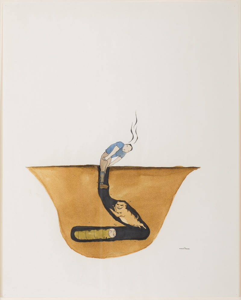marcel dzama 1997 1998 richard heller LA exhibition show 500 drawings dzama evolution of man underground watercolor on paper watercolour canadian artist canada los angeles 