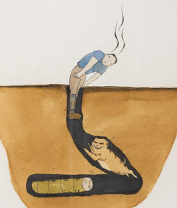 marcel dzama 1997 1998 richard heller LA exhibition show 500 drawings dzama evolution of man underground watercolor on paper watercolour canadian artist canada los angeles 