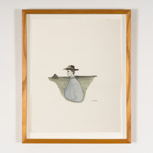 marcel dzama cowboy 1998 watercolor on paper watercolour work on paper ink on paper canadian artist self-possession 1990s art famous canadian artist collect sell buy dzama art framed
