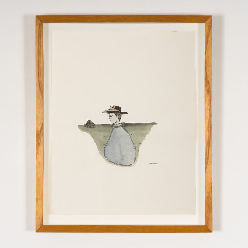 marcel dzama cowboy 1998 watercolor on paper watercolour work on paper ink on paper canadian artist self-possession 1990s art famous canadian artist collect sell buy dzama art framed
