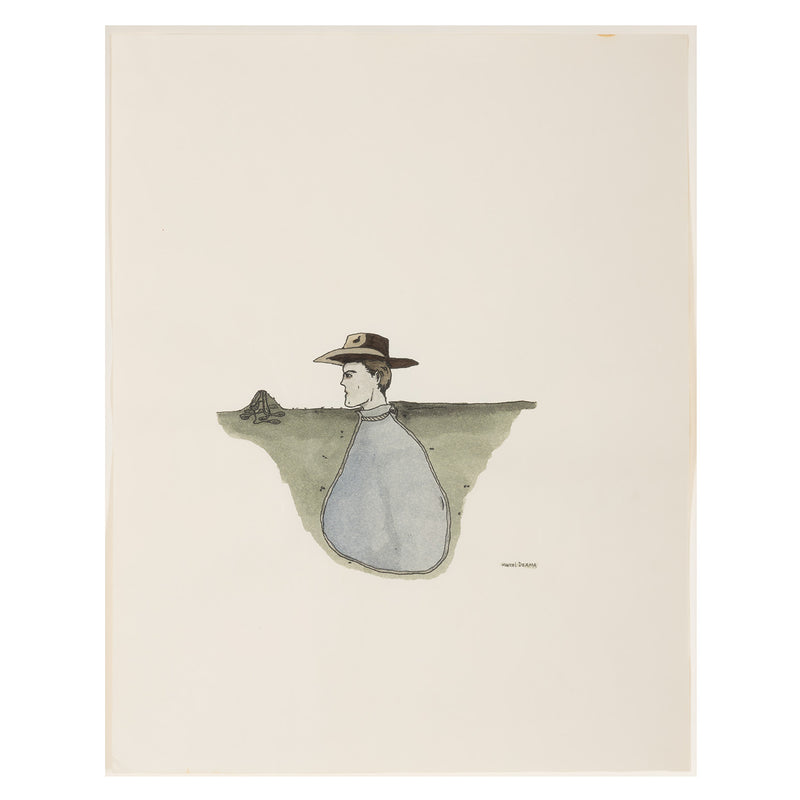marcel dzama cowboy 1998 watercolor on paper watercolour work on paper ink on paper canadian artist self-possession 1990s art famous canadian artist collect sell buy dzama art