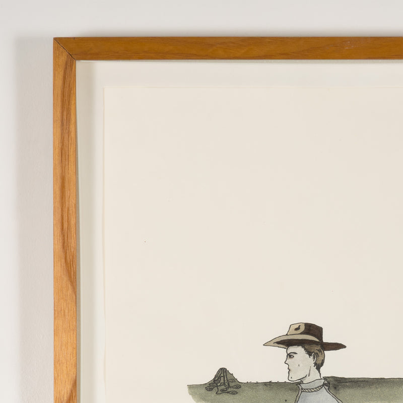 marcel dzama cowboy 1998 watercolor on paper watercolour work on paper ink on paper canadian artist self-possession 1990s art famous canadian artist collect sell buy dzama art