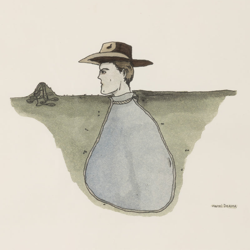 marcel dzama cowboy 1998 watercolor on paper watercolour work on paper ink on paper canadian artist self-possession 1990s art famous canadian artist collect sell buy dzama art