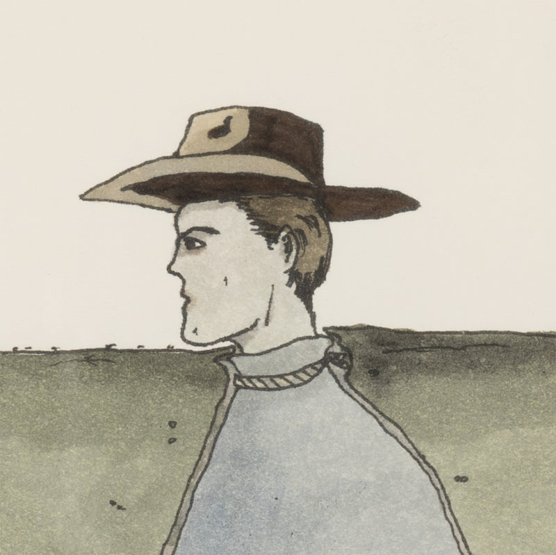 marcel dzama cowboy 1998 watercolor on paper watercolour work on paper ink on paper canadian artist self-possession 1990s art famous canadian artist collect sell buy dzama art