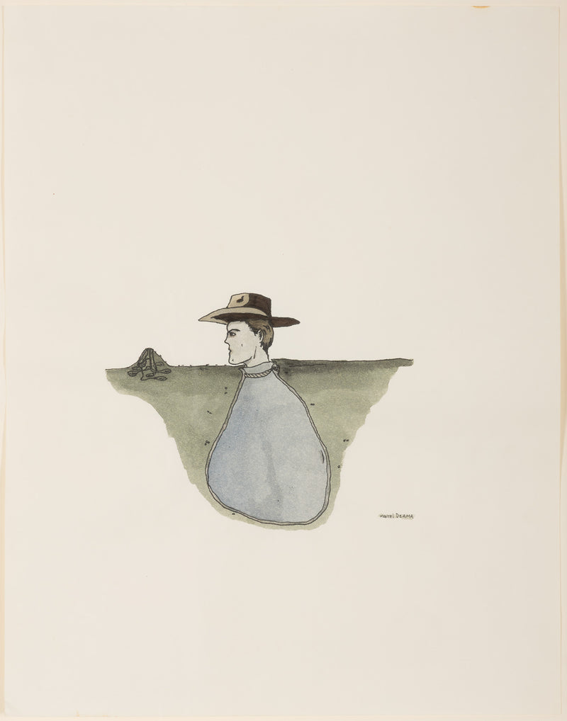 marcel dzama cowboy 1998 watercolor on paper watercolour work on paper ink on paper canadian artist self-possession 1990s art famous canadian artist collect sell buy dzama art high-res highres high resolution highres high res