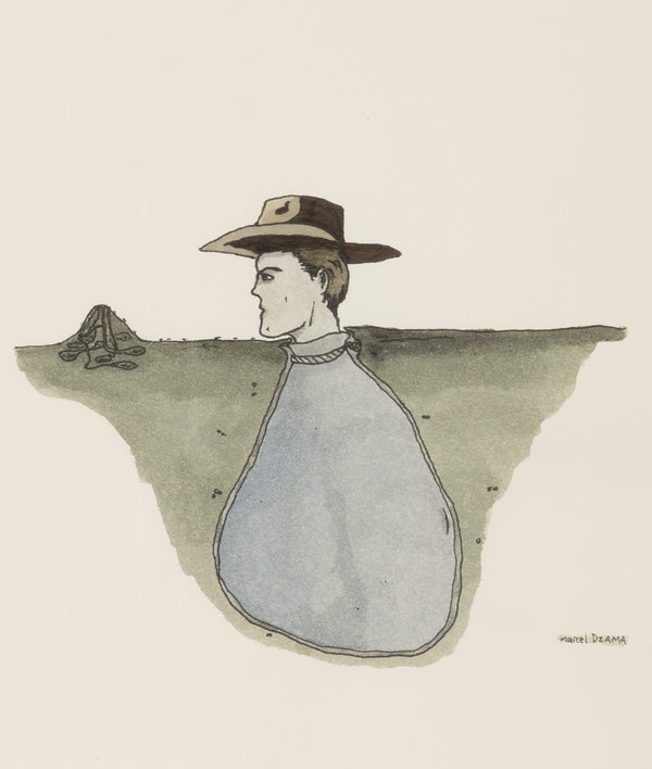 marcel dzama cowboy 1998 watercolor on paper watercolour work on paper ink on paper canadian artist self-possession 1990s art famous canadian artist collect sell buy dzama art
