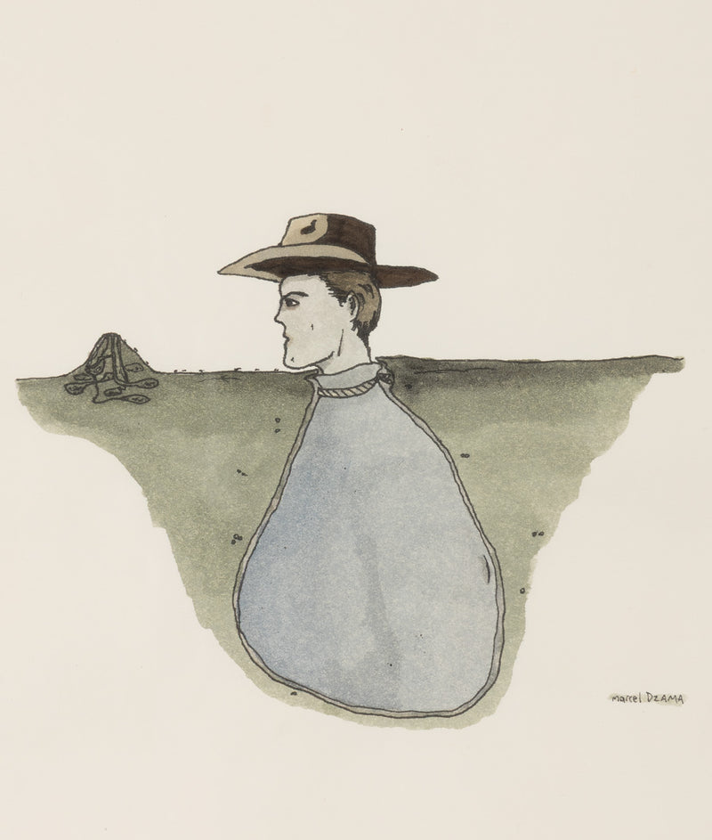 marcel dzama cowboy 1998 watercolor on paper watercolour work on paper ink on paper canadian artist self-possession 1990s art famous canadian artist collect sell buy dzama art