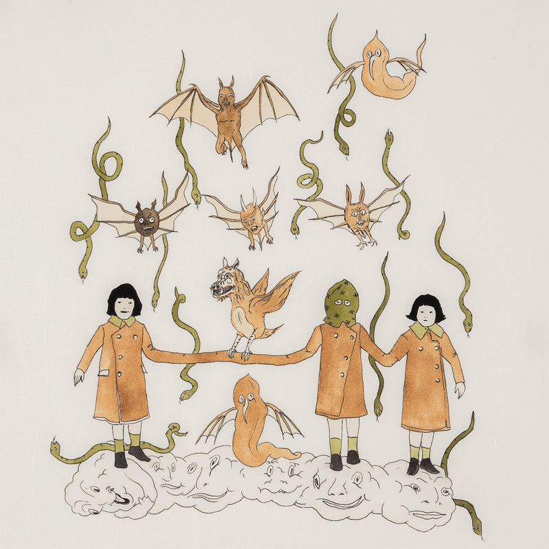 MARCEL DZAMA “WICKED TRIPLETS” WATERCOLOR, 2004