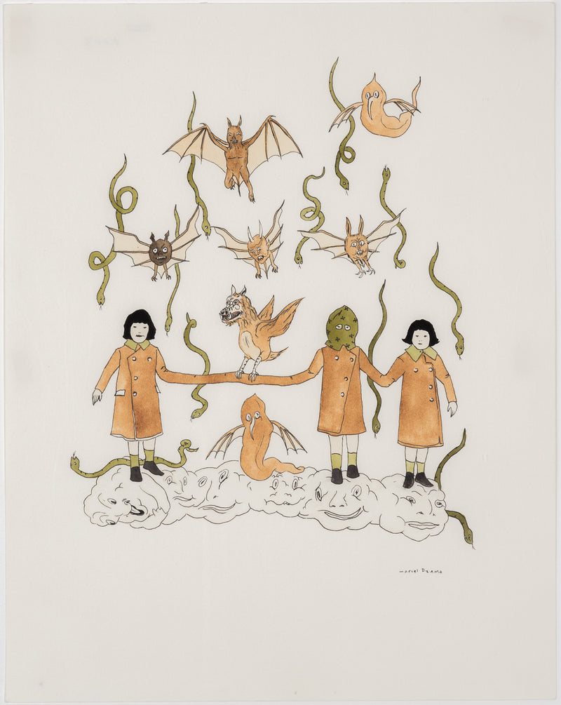 MARCEL DZAMA “WICKED TRIPLETS” WATERCOLOR, 2004