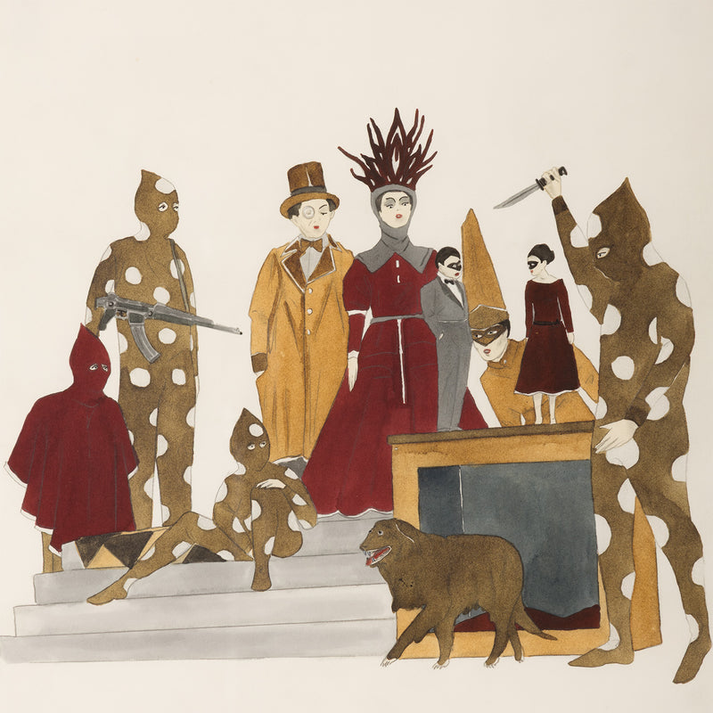 Marcel Dzama what the prophecy failed to mention recent 2011 watercolor on paper work on paper gouache ink on paper collect dzama work large drawing mise en scene canadian artist