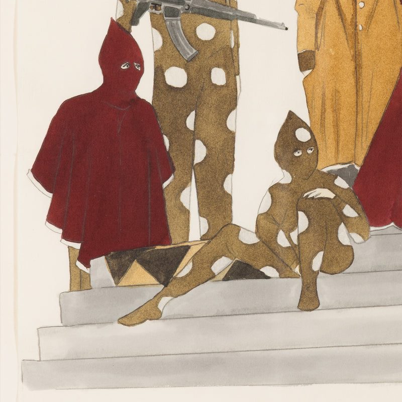 Marcel Dzama what the prophecy failed to mention recent 2011 watercolor on paper work on paper gouache ink on paper collect dzama work large drawing mise en scene canadian artist
