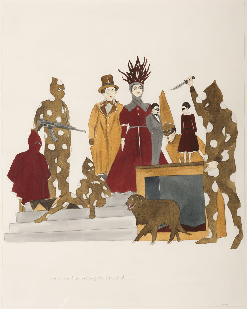 Marcel Dzama what the prophecy failed to mention recent 2011 watercolor on paper work on paper gouache ink on paper collect dzama work large drawing mise en scene canadian artist