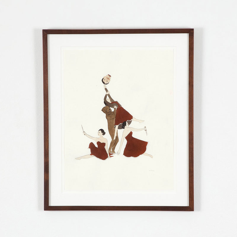 Marcel Dzama original drawing. Ink and watercolor, 2009.