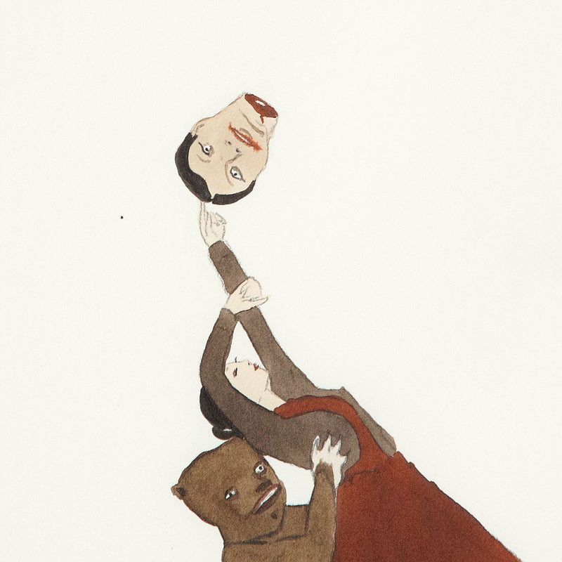 Marcel Dzama original drawing. Ink and watercolor, 2009.