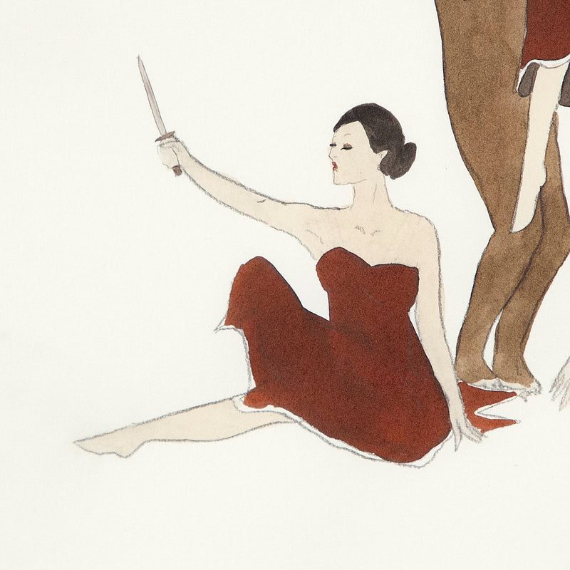 Marcel Dzama original drawing. Ink and watercolor, 2009.