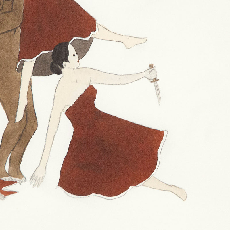 Marcel Dzama original drawing. Ink and watercolor, 2009.