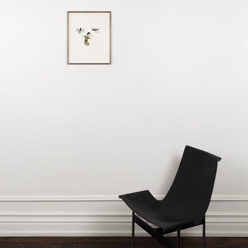 marcel dzama early work canadian artist woman and two bats olga kolper gallery caviar20 canadian art watercolor illustration hitchcock the birds 