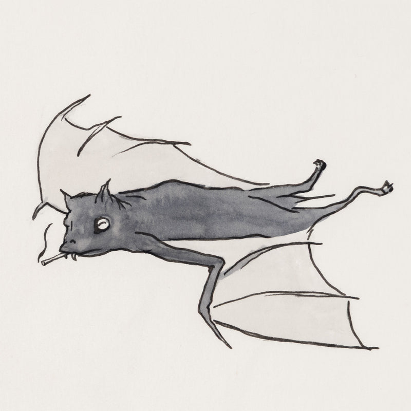 marcel dzama early work canadian artist woman and two bats olga kolper gallery caviar20 canadian art watercolor illustration hitchcock the birds 