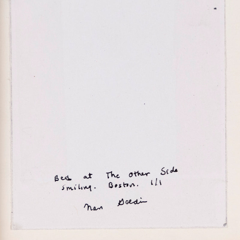 Nan Goldin "Bea at the Other Side" Polaroid, 1972. Early work by the iconic photographer Nan Goldin, which features a black and white portrait of her friend Bea.