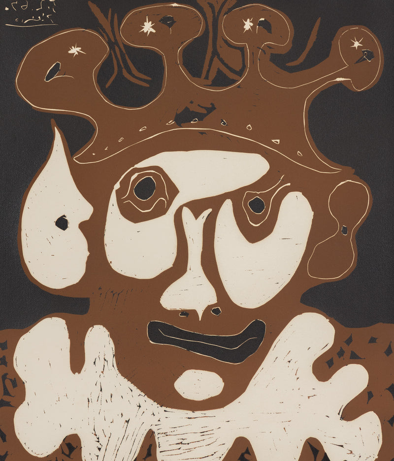 picasso carnaval tete de bouffon linocut print limited edition signed pablo picasso famous artist art history important artwork collect picasso buy picasso sell picasso 