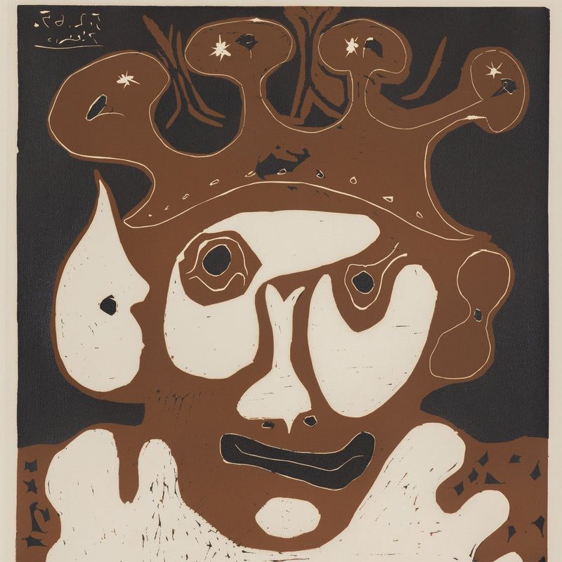 picasso carnaval tete de bouffon linocut print limited edition signed pablo picasso famous artist art history important artwork collect picasso buy picasso sell picasso 