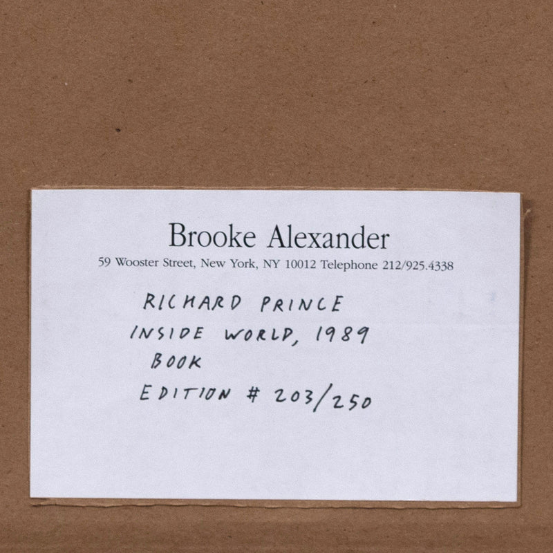 Richard Prince "Inside World" Book, 1989. From an edition of 250.