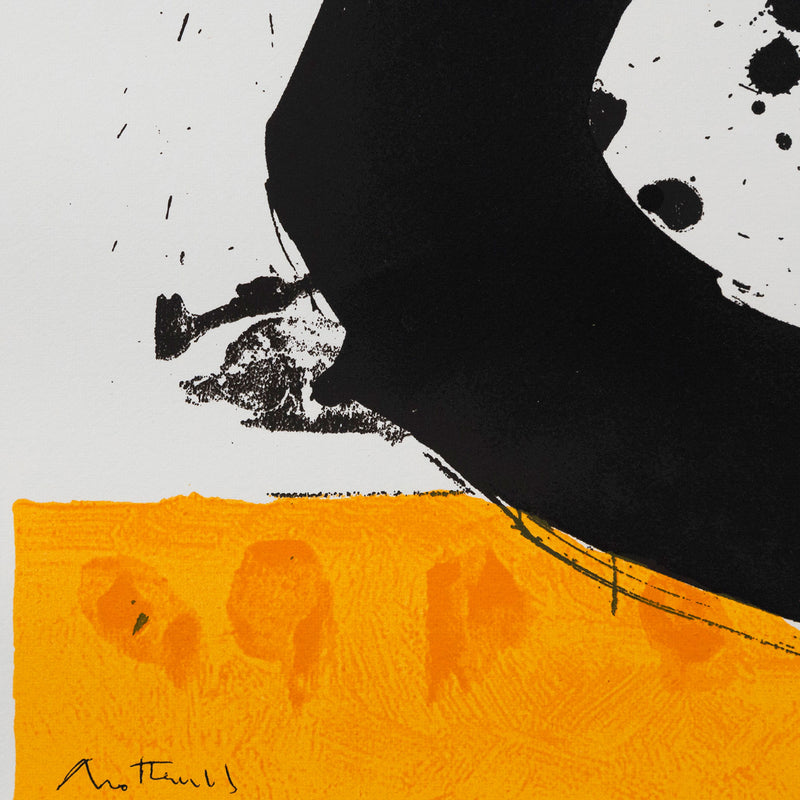 Famous American artist Robert Motherwell. Signature signed in the plate of "Basque Suite #4" Screenprint. 1972.