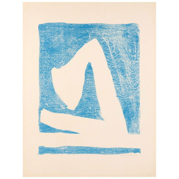 Robert Motherwell "Summertime in Italy with Blue"  USA, 1966.  Lithograph on Arches Cover paper. Famous abstract expressionist work on paper.