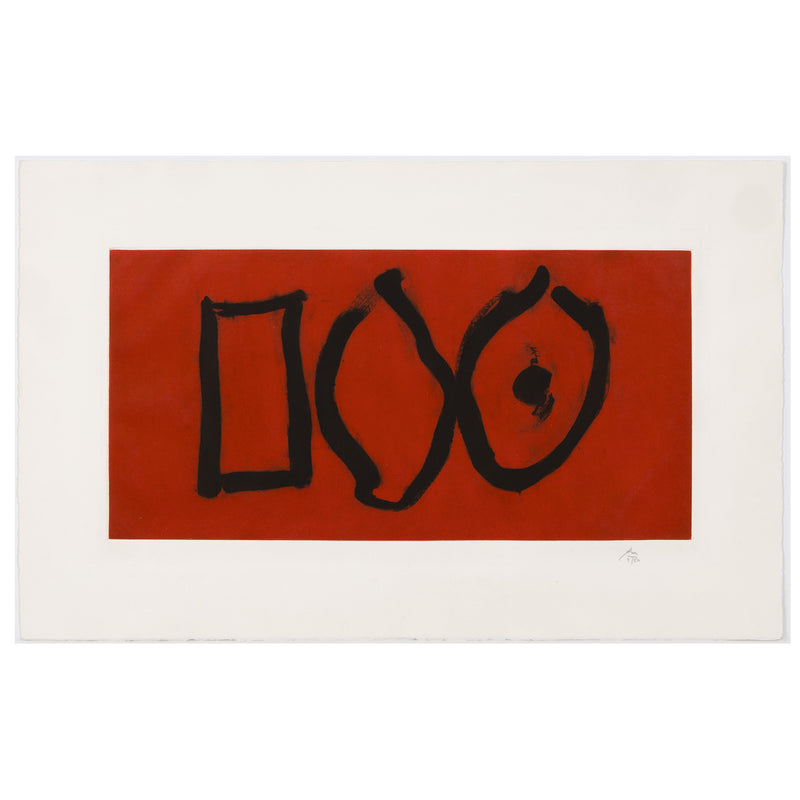 robert motherwell three forms etching aquatint red black bold 1988 1980s iconic abstract artist 