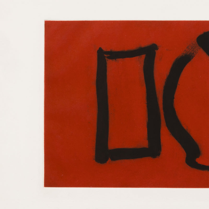 robert motherwell three forms etching aquatint red black bold 1988 1980s iconic abstract artist  signed limited edition