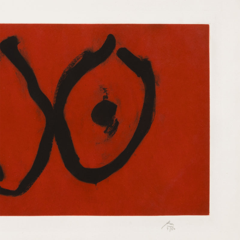robert motherwell three forms etching aquatint red black bold 1988 1980s iconic abstract artist 