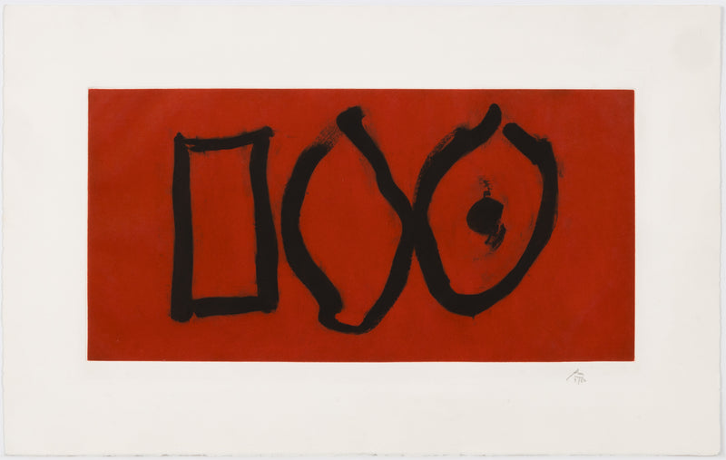 robert motherwell three forms etching aquatint red black bold 1988 1980s iconic abstract artist 