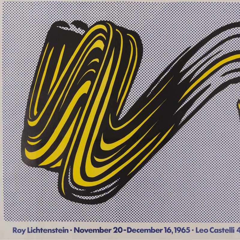 Abstract artwork with wavy black and yellow lines on a gray background, featuring text at the bottom.