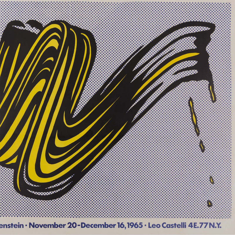 Abstract artwork with black and yellow lines on a gray background, featuring text at the bottom.