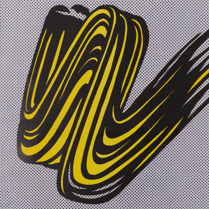 Abstract design with wavy black and yellow lines on a gray background