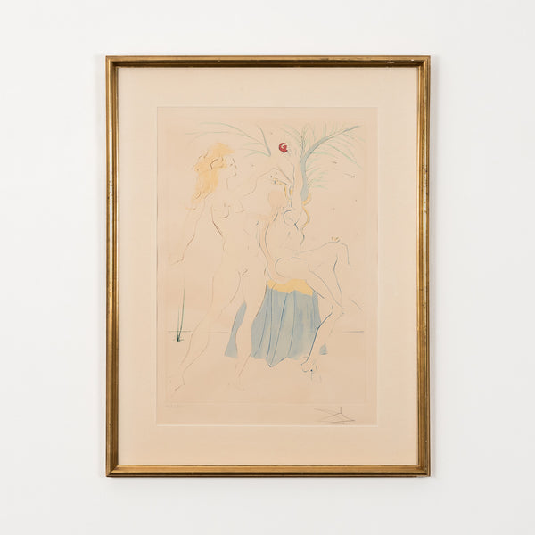 salvador dali adam and eve figures still life historical heritage etching multiple surrealist surrealism stencil arches biblical story historical painter iconic 