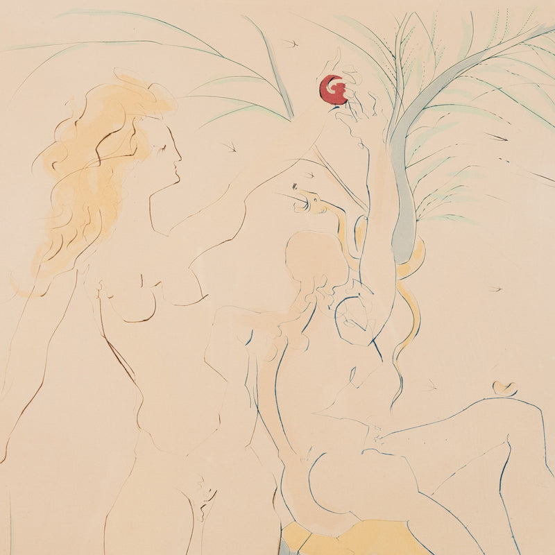 salvador dali adam and eve figures still life historical heritage etching multiple surrealist surrealism stencil arches biblical story historical painter iconic 