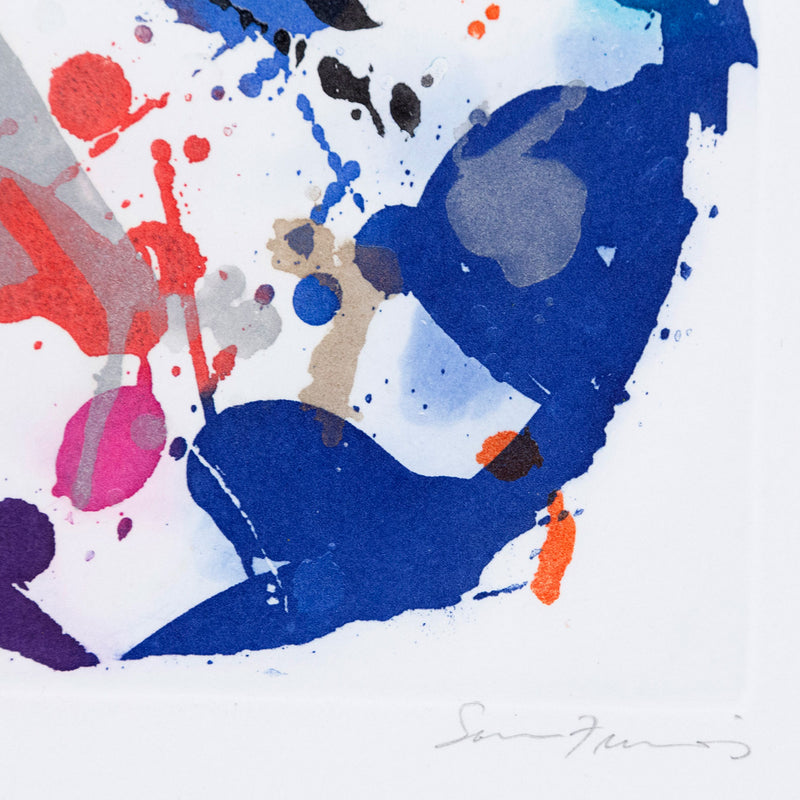 Sam Francis "Untitled" USA, 1987. Aquatint on Rives BFK. In his signature palette of bold colors, Francis weaves several abstract shapes together in an eye-catching and harmonic composition. Abstract expressionism. Toronto art gallery.