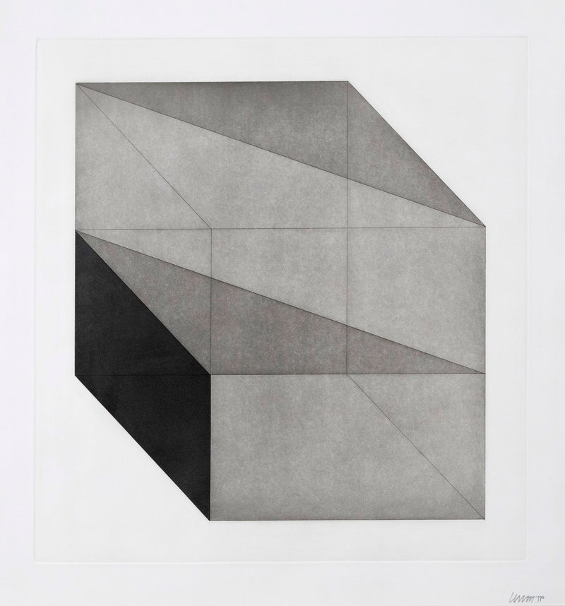 SOL LEWITT "DERIVED FROM A CUBE 5" ETCHING, 1982