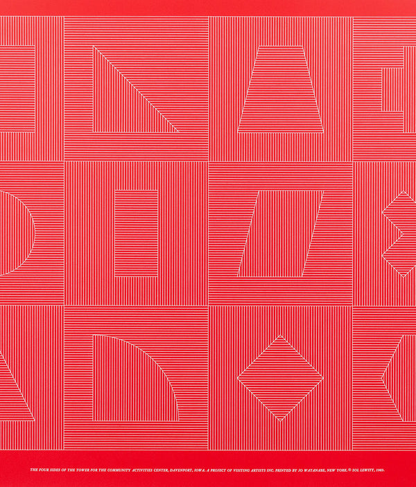 SOL LEWITT "FOUR SIDES OF THE TOWER - RED" SILKSCREEN, 1983