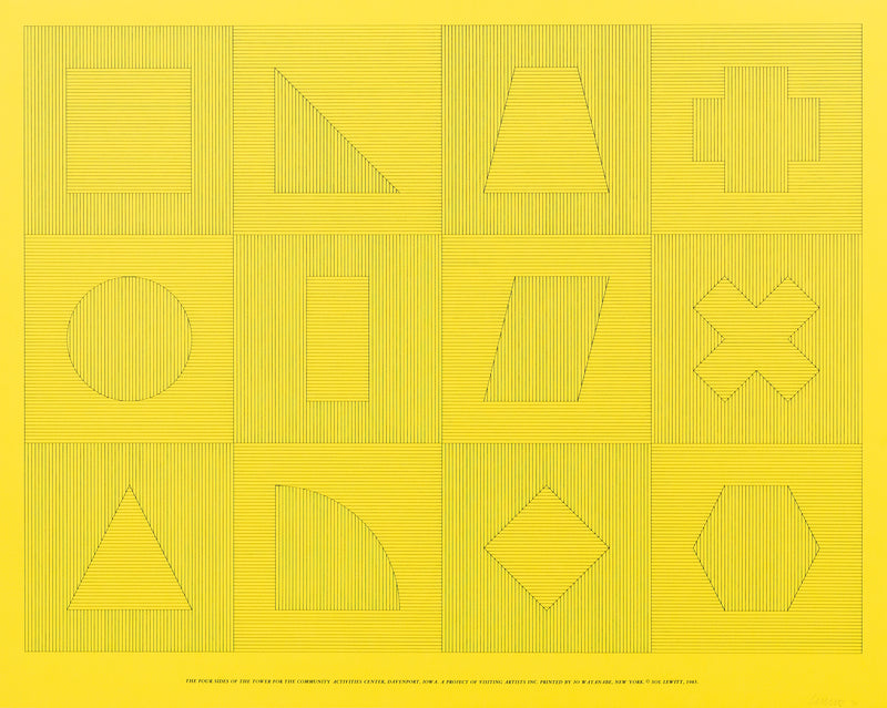 SOL LEWITT "FOUR SIDES OF THE TOWER - YELLOW" SILKSCREEN, 1983