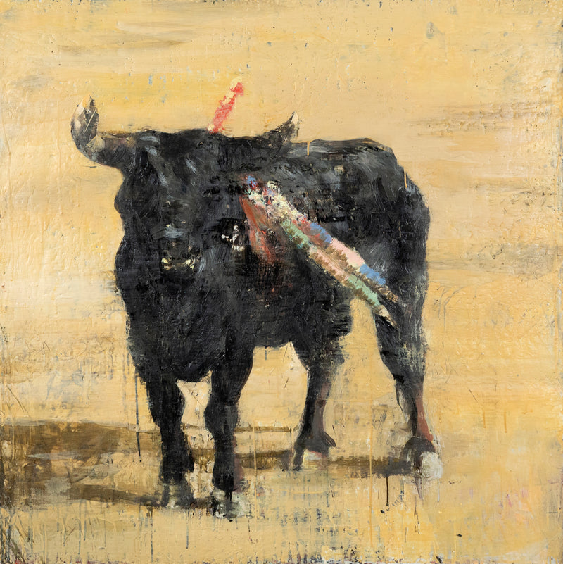 TONY SCHERMAN "EUROPA'S REVENGE" ENCAUSTIC ON CANVAS, 1998