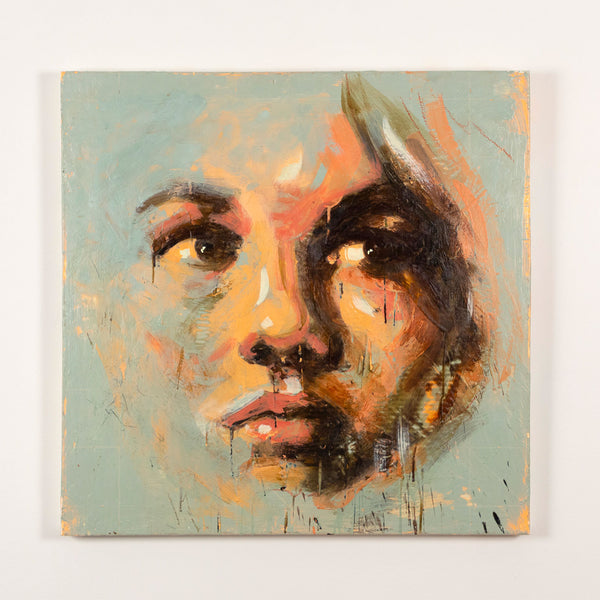 Tony Scherman "Cream of Denmark" Encaustic painting, 2014. Close up portrait of a woman.