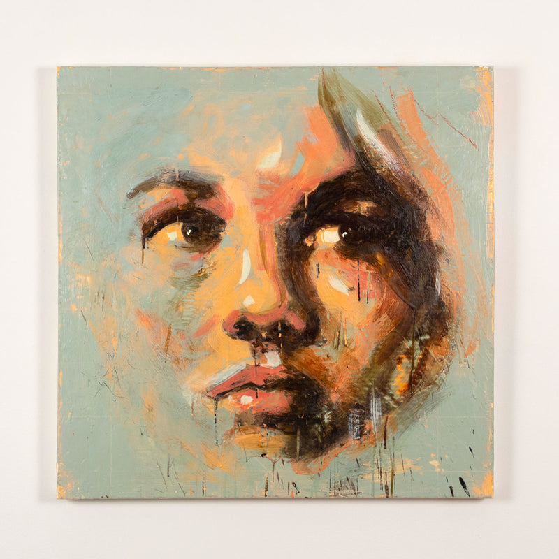 Tony Scherman "Cream of Denmark" Encaustic painting, 2014. Close up portrait of a woman.